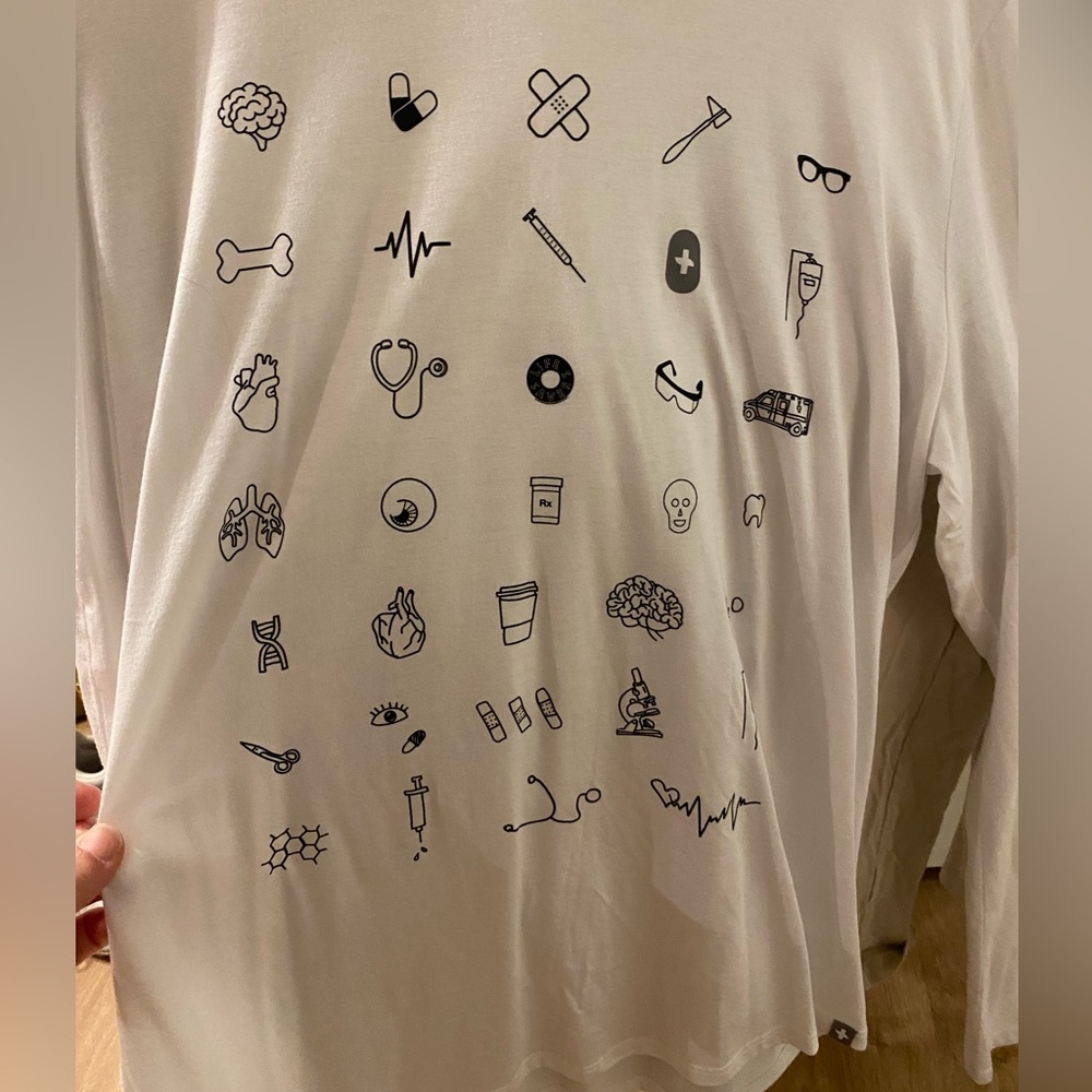 FIGS RARE Limited Edition White Icon Drawings Supersoft Underscrub